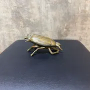 Brass Beetle Ashtray, Hinged Insect Figurine with Lift Up Wing Case