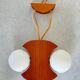 Scandinavian design chandelier pendant, rope, opaline and pine, from the 1980s