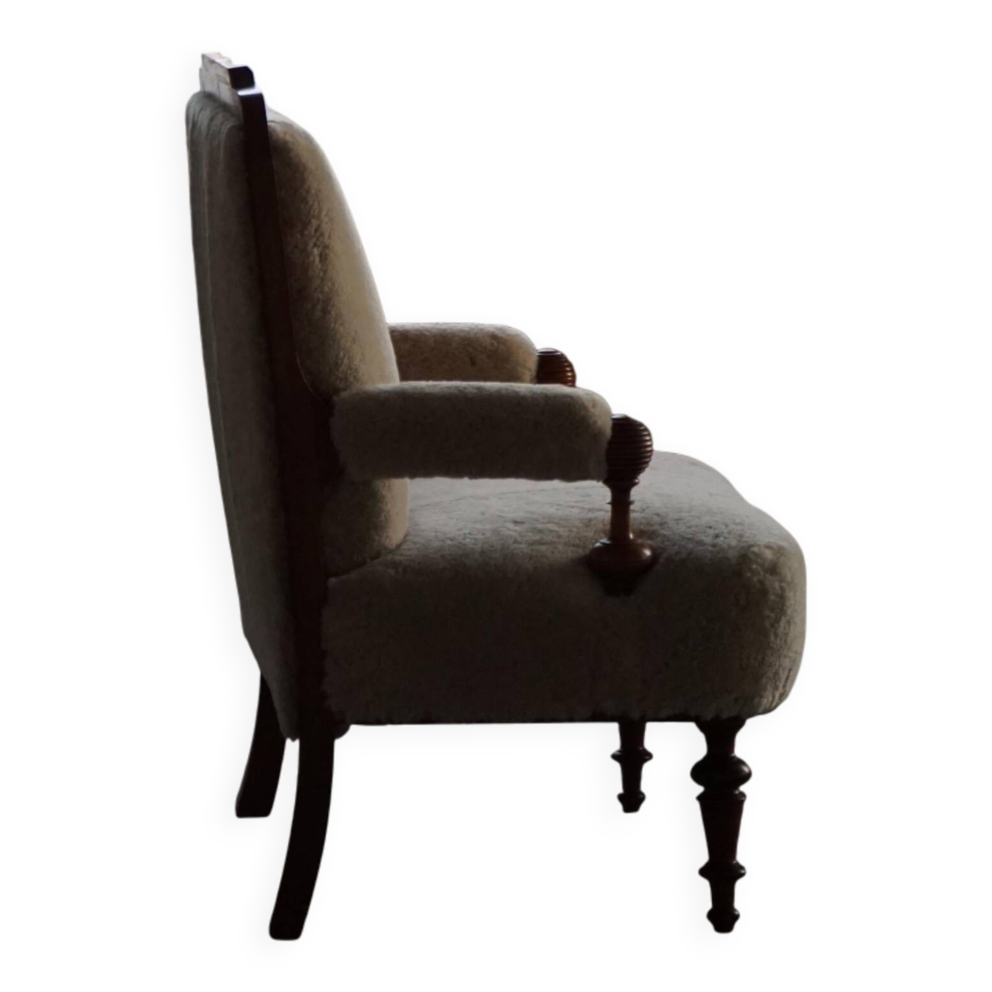 Danish two-seater canapé from the early 20th century in merino wool and wood, 1930s.