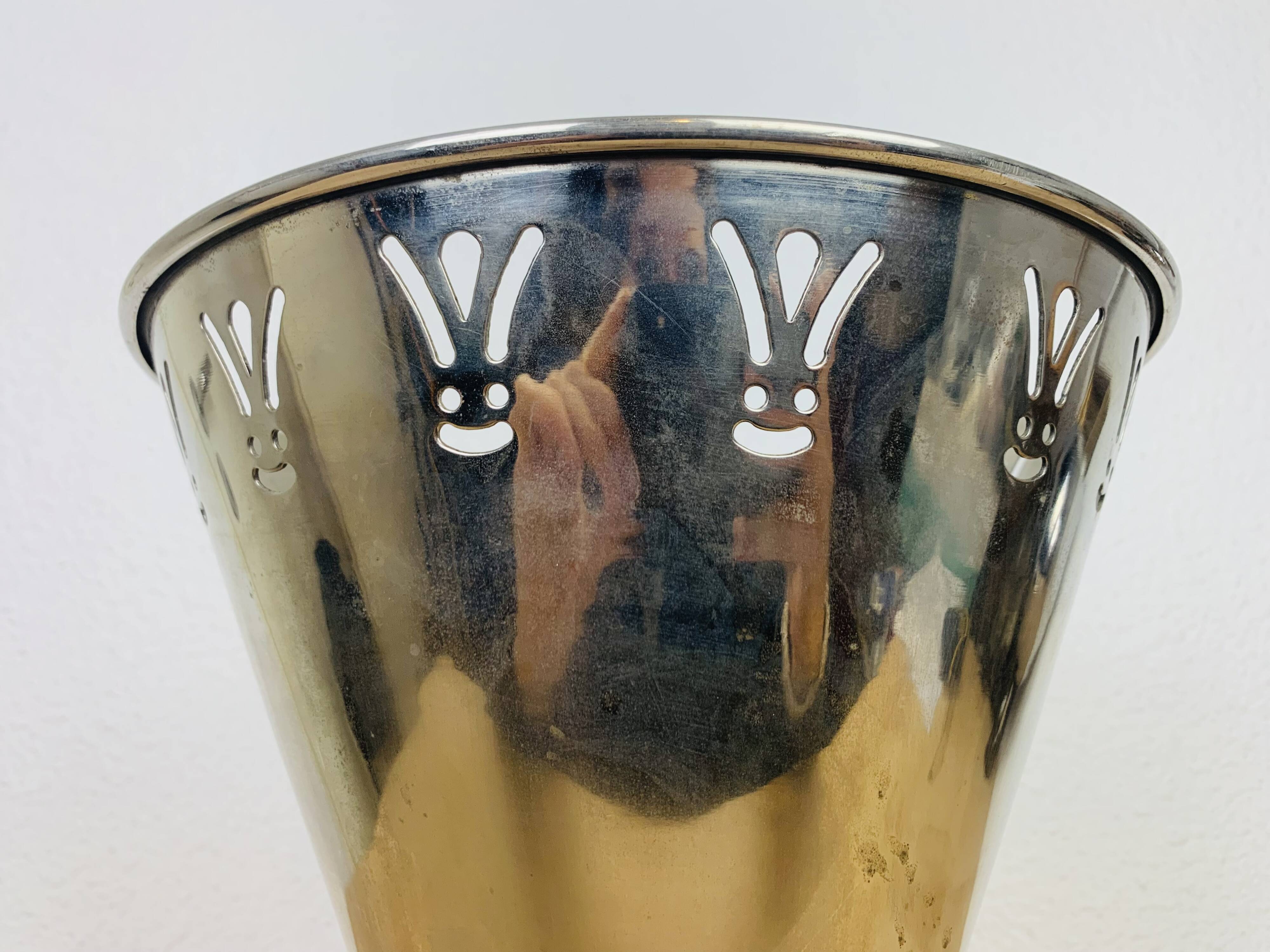 80s design ice bucket in chrome and brass