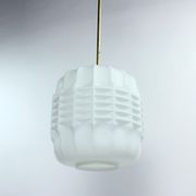 Midcentury Ceiling Pendant In White Glass And Brass, Czechoslovakia 1960s