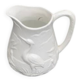 Carafe the heron in white glazed ceramic slipware.