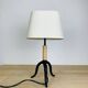 Lampe tripode fer forgé et bois