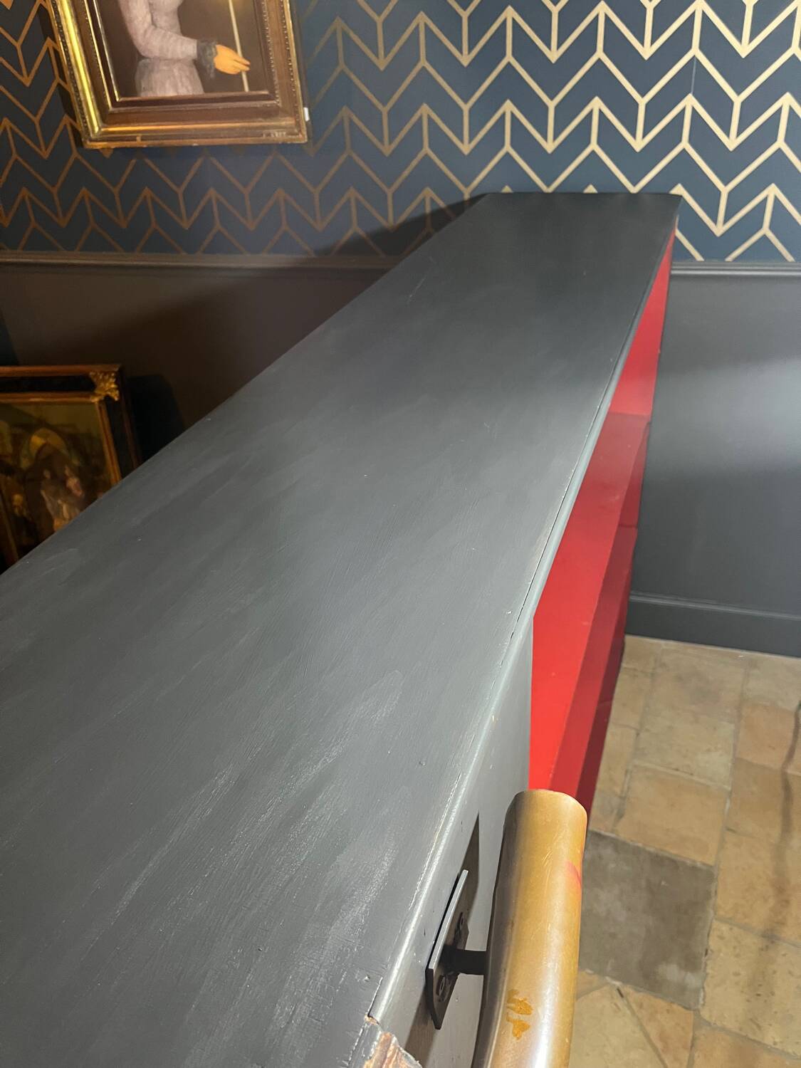 Bar, painted wooden counter