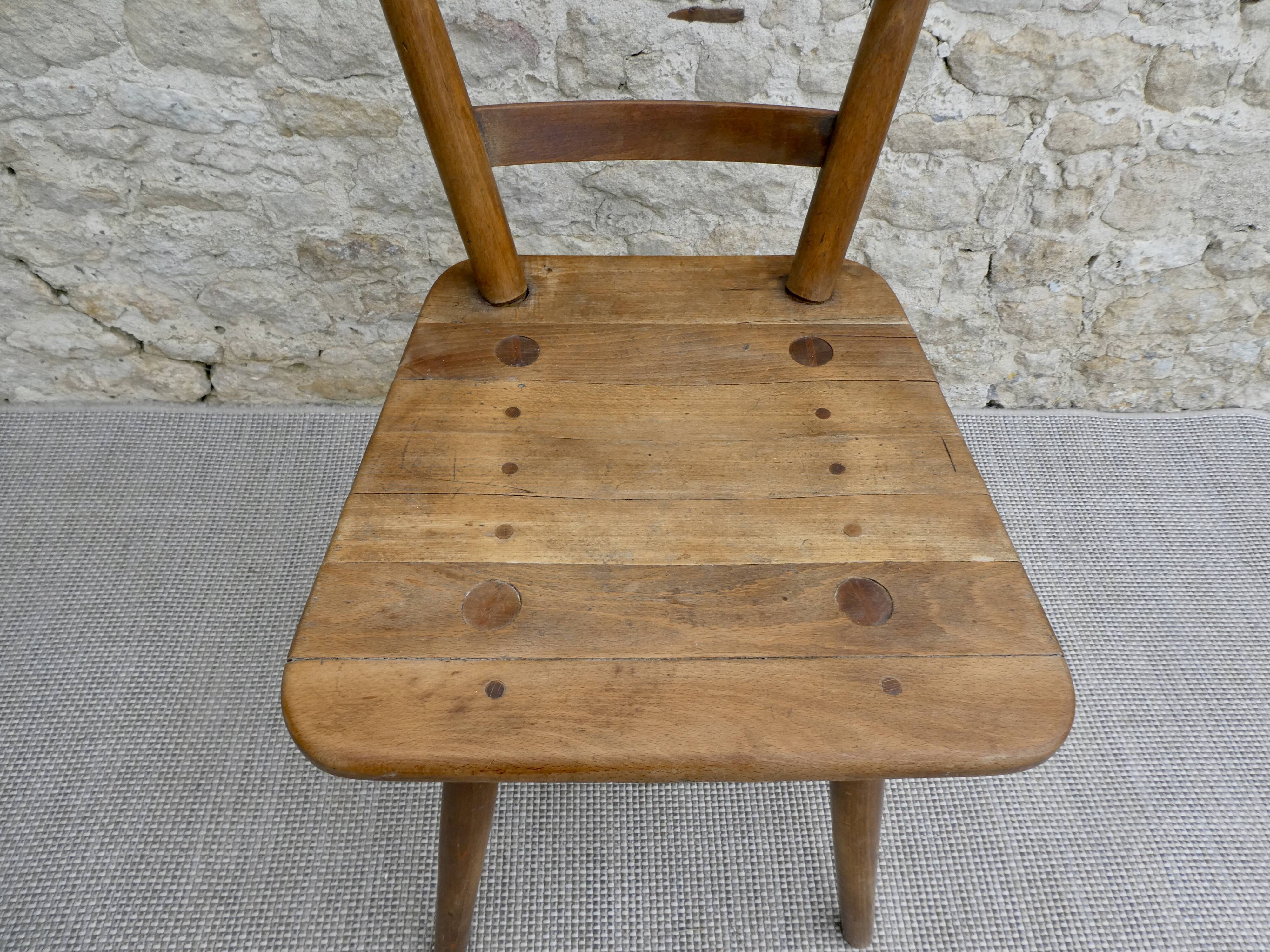 Chaise en bois massif Adolf Schneck de 1947