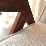 Vintage Lounge Chair Grey White Bouclè, Scandinavian Design