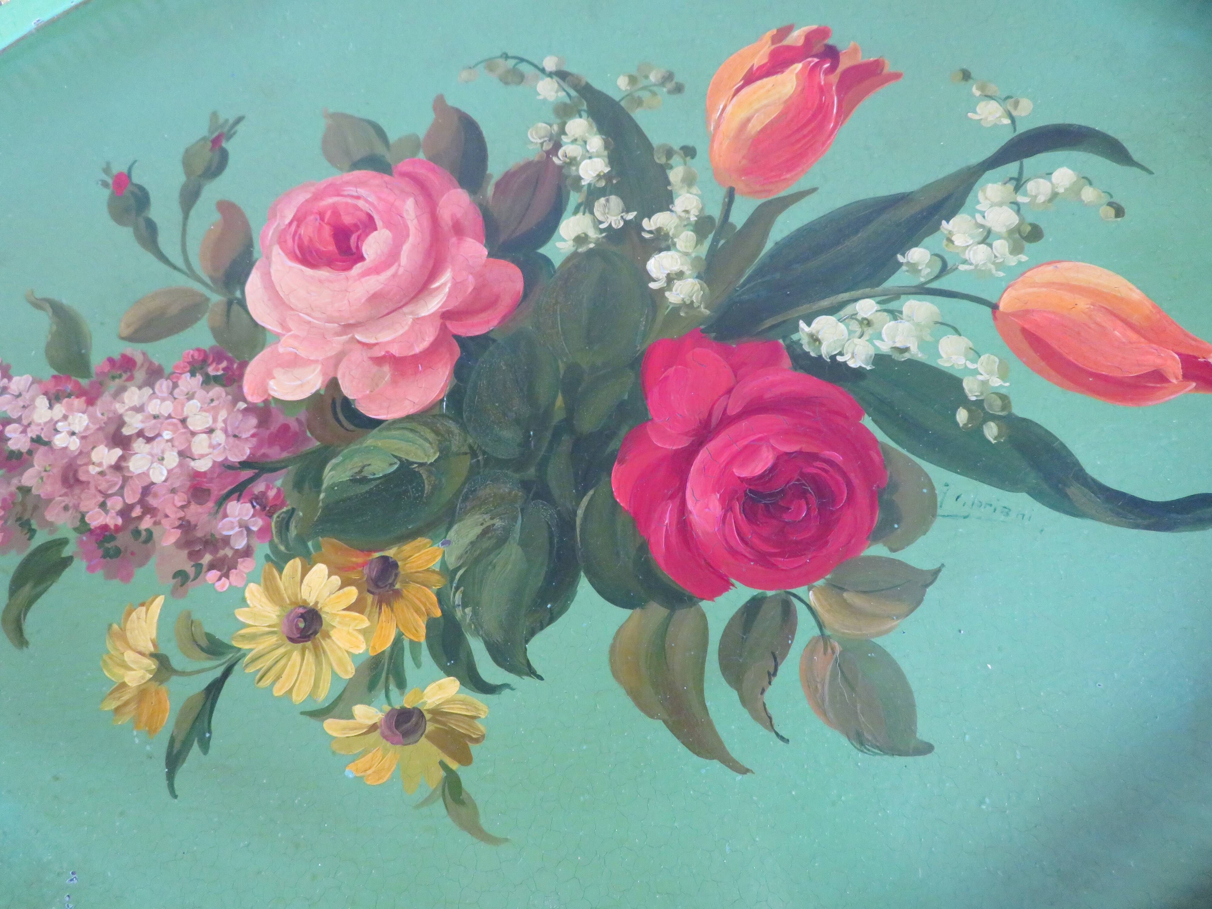 Napoleon III painted metal tray