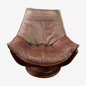 Vintage armchair in original 70s leather Nelo Sweden