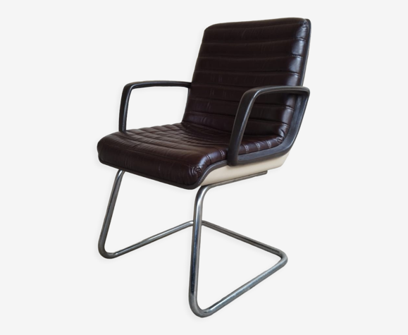 Fauteuil vintage cuir eurosit - france 1983