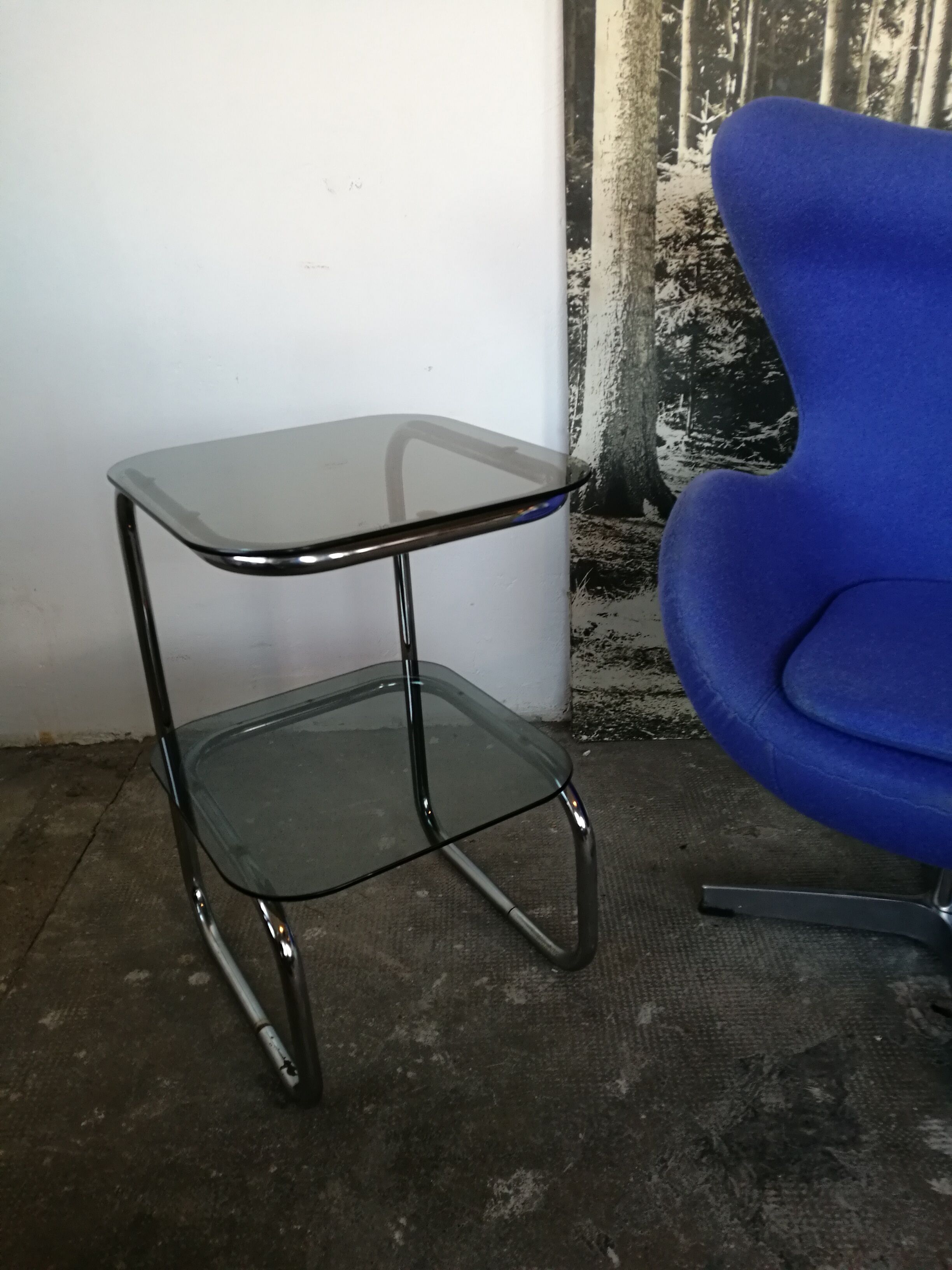 Chrome and glass bedside