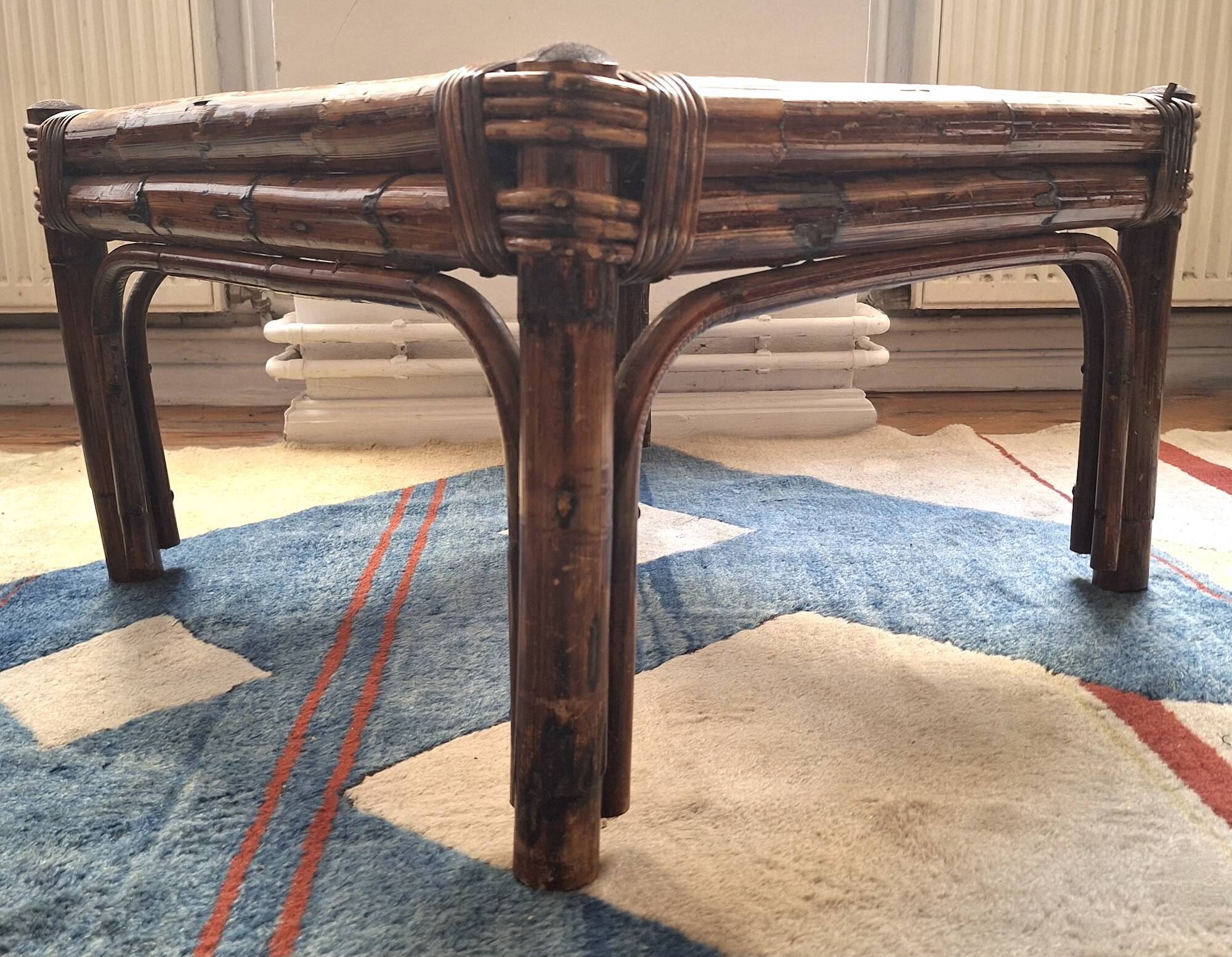 Bamboo and smoked glass coffee table,1960s