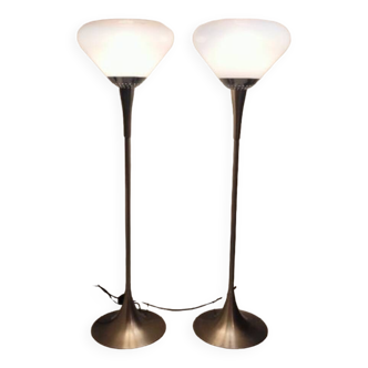 Paire de lampe vintage en verre de murano italy 1980 dans le goût de carlo nason