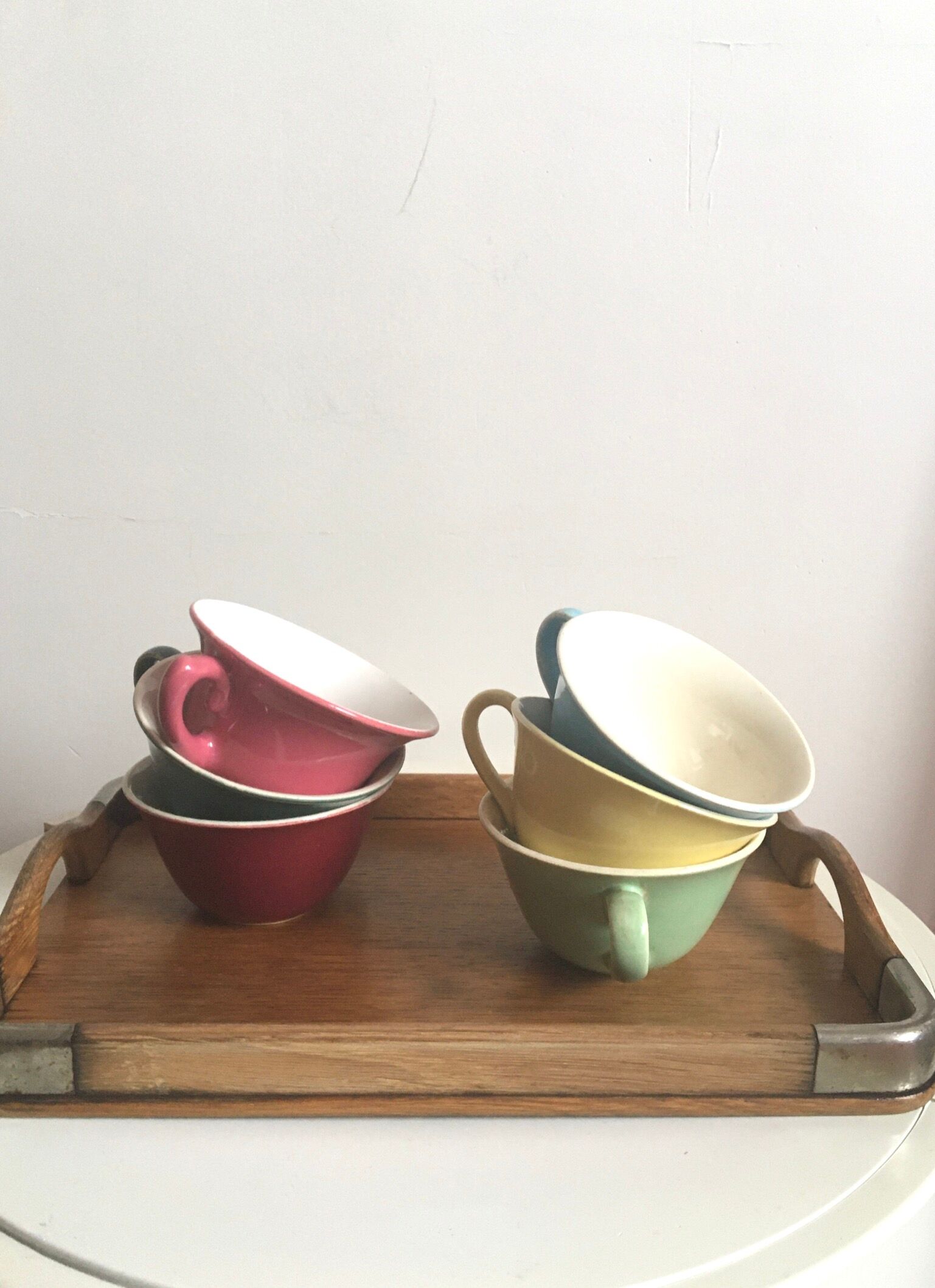 Wooden and metal tray 50s