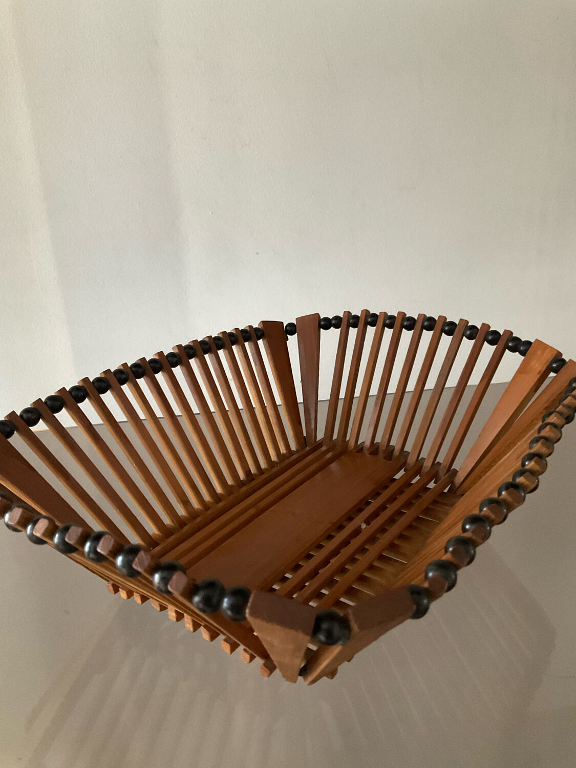 Duo of vintage wooden baskets
