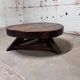 Vintage round oak coffee table, brutalist wabi-sabi, 1950s.