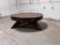 Vintage round oak coffee table, brutalist wabi-sabi, 1950s.