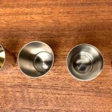 Set of 5 metal shot glasses in German owl style from the mid-century, 1960s.