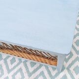 Wooden and rattan chest