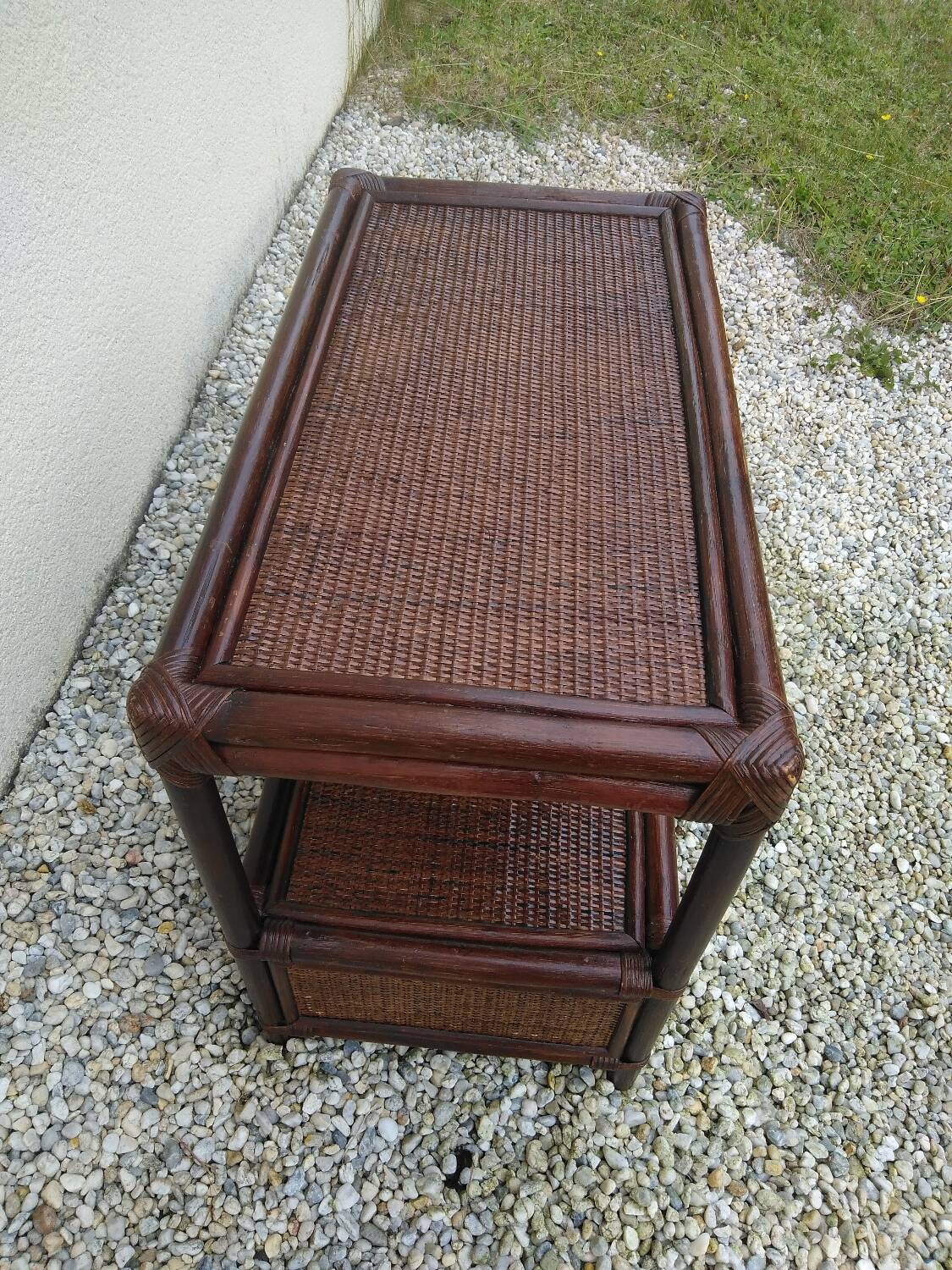 Vintage rattan storage unit