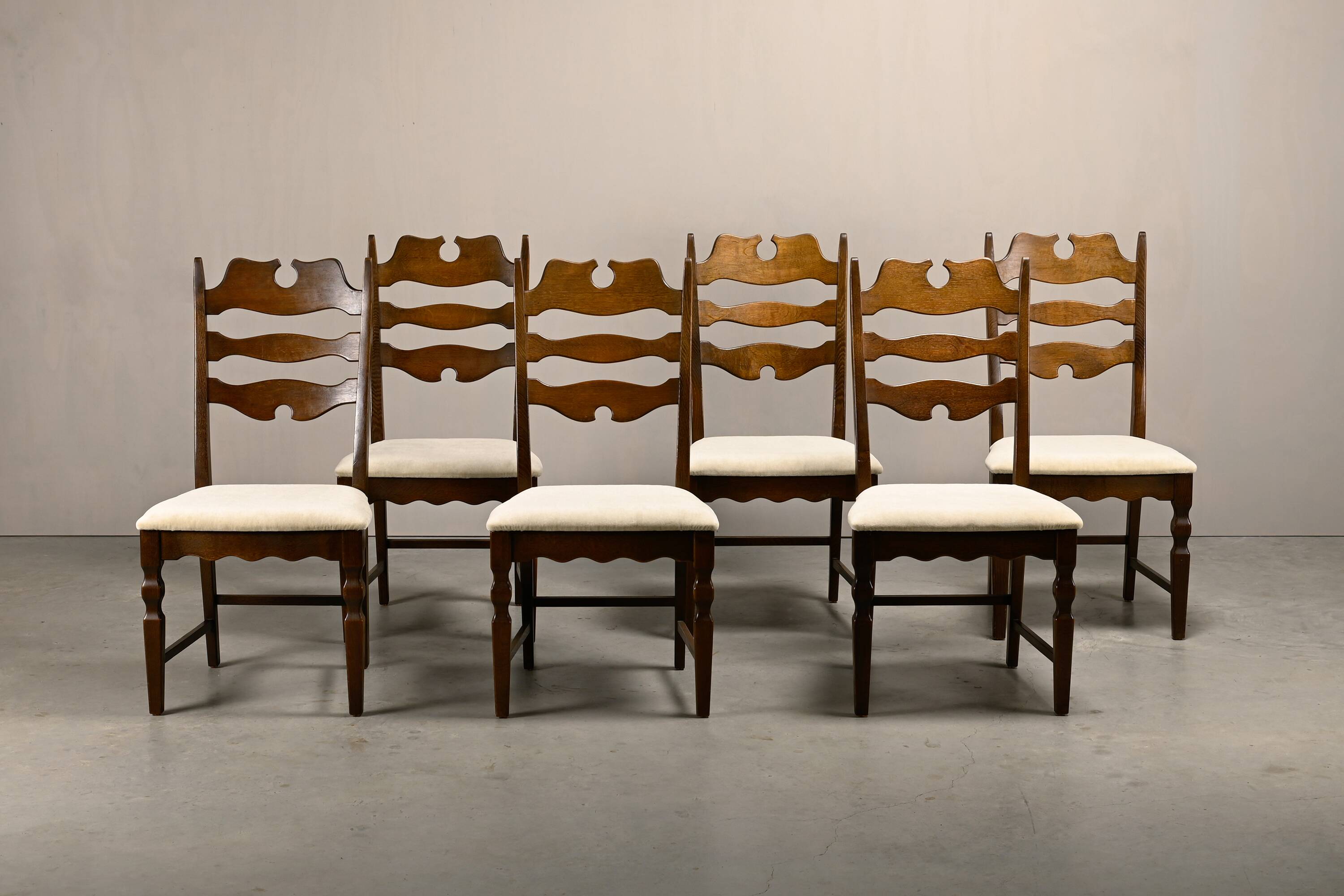 Henning Kjærnulf vintage set Razorblade Dining Chairs High Back, Denmark