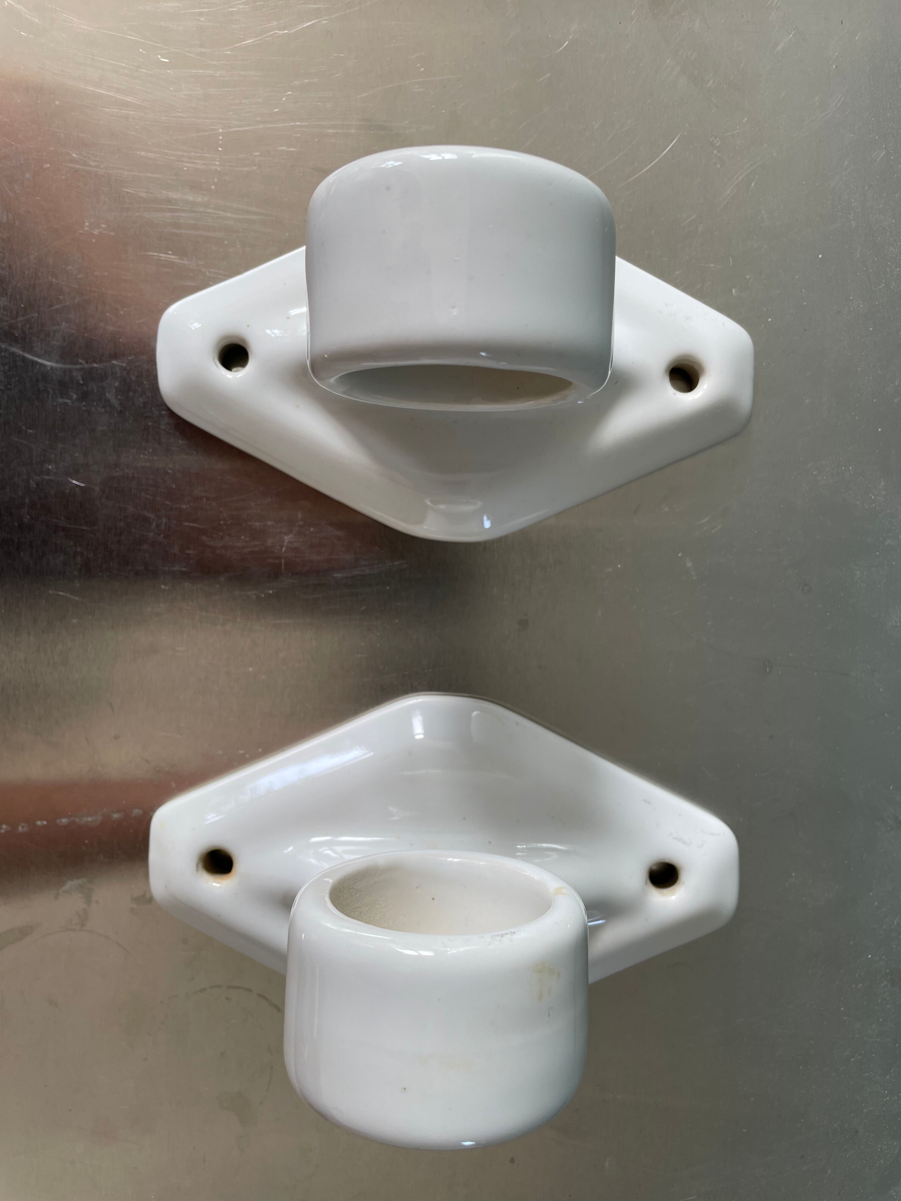 White porcelain towel rack, early twentieth century