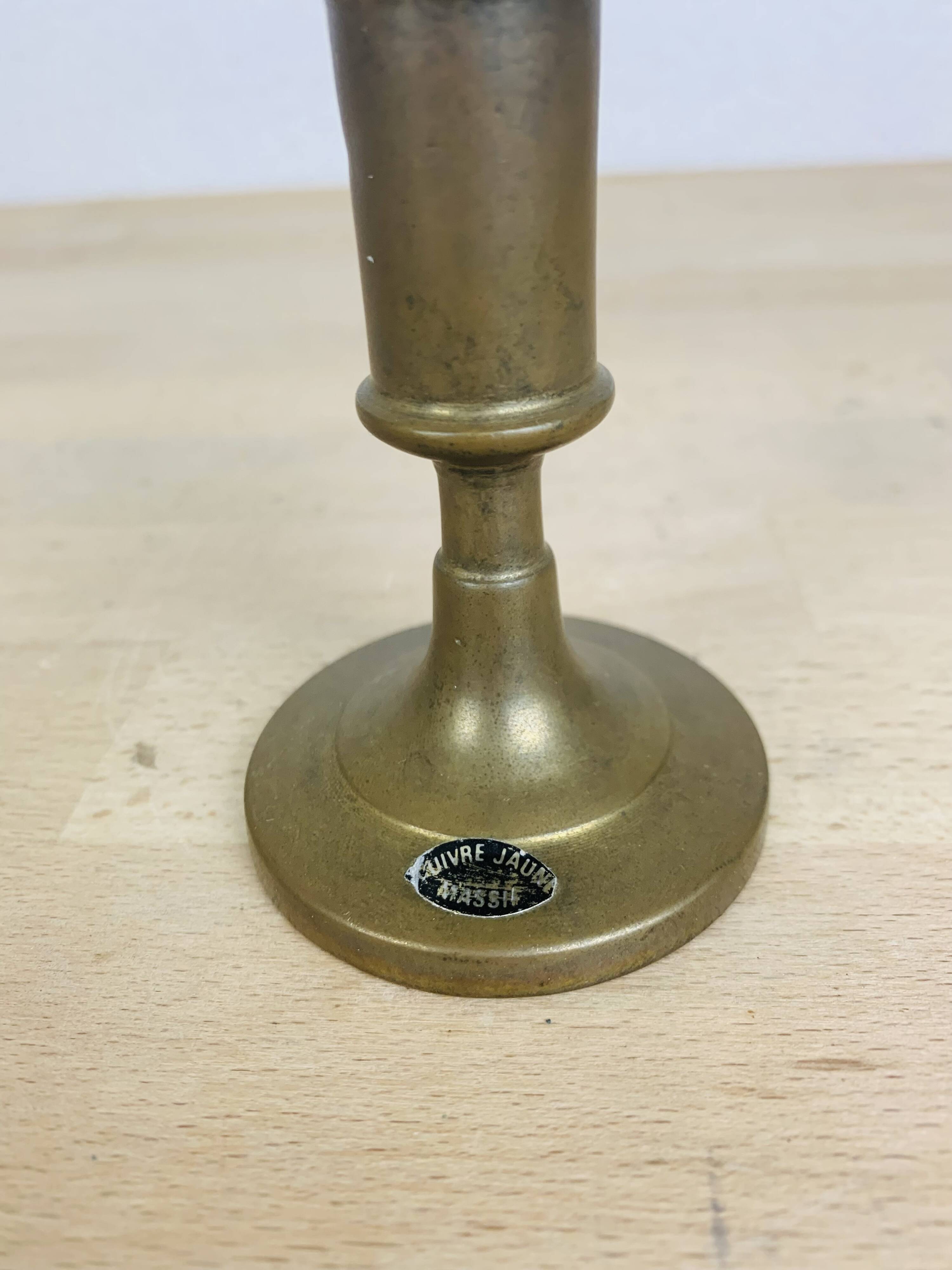 Vintage gold brass candle holder