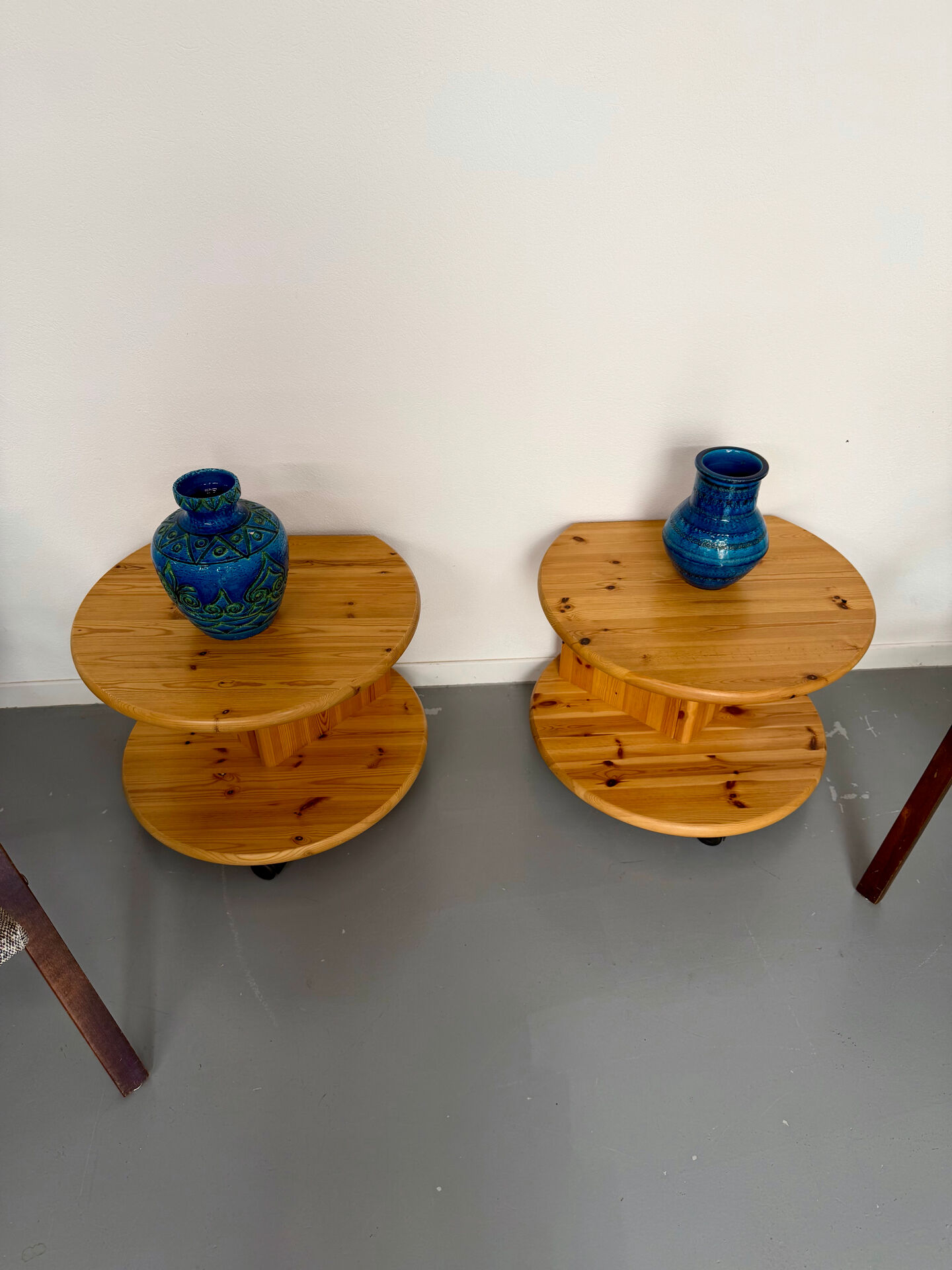 Side table, end table X2, solid pine, 1970s design.