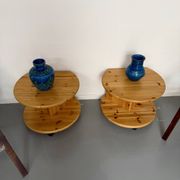 Table d’appoint bout de canapé X2 pin massif design années 70