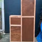 Armoire parisienne asymétrique bois brut 1950