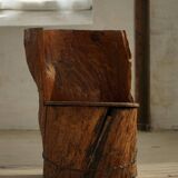 Chair made from hand-carved pine with storage, modern Swedish style, wabi-sabi, 1900s.