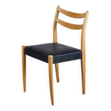 Scandinavian chair in teak and faux leather, 1960.