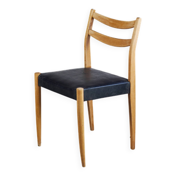 Scandinavian chair in teak and faux leather, 1960
