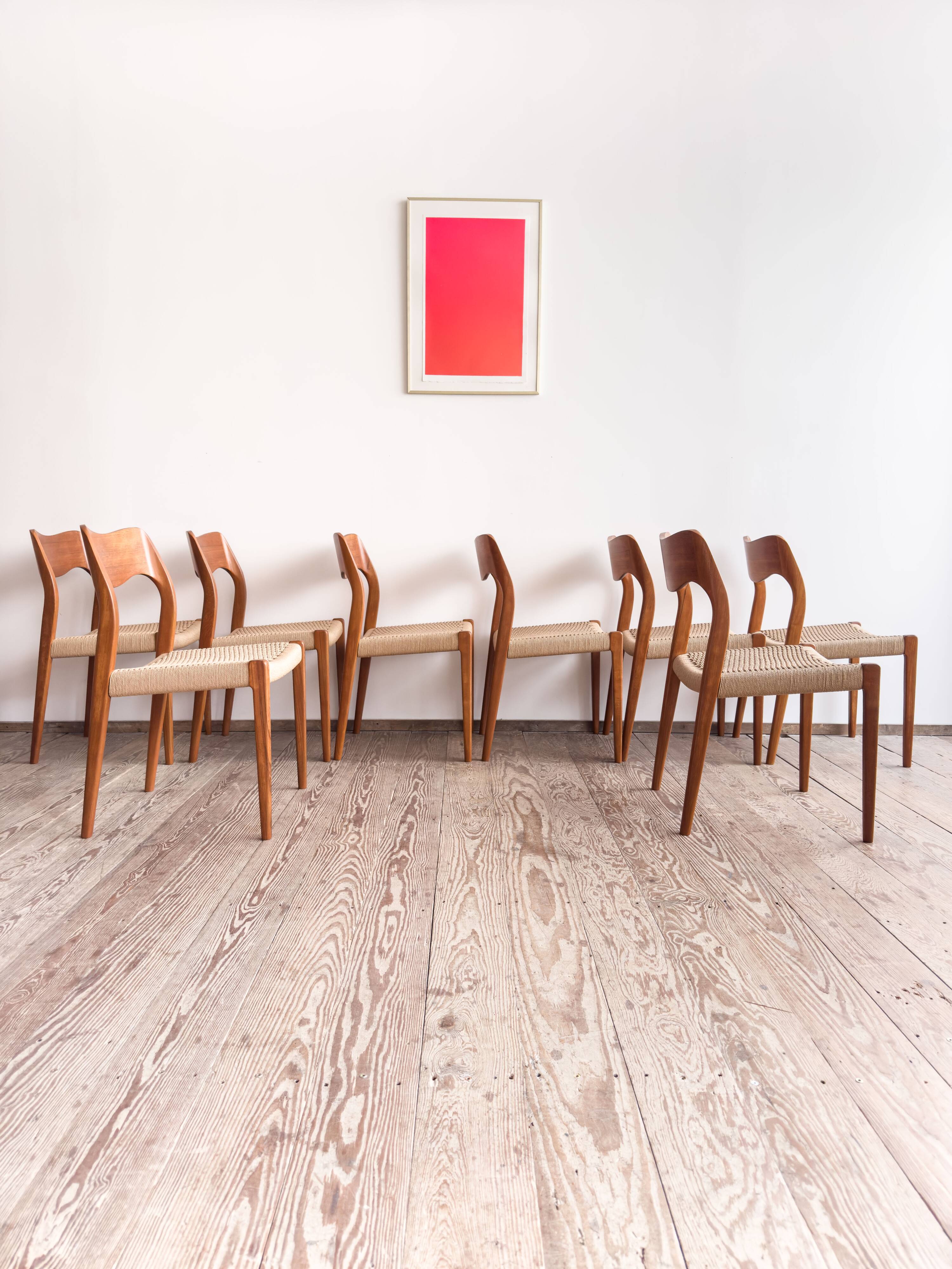 Lot de 8 chaises de salle à manger modèle 71 en teck par Niels O. Møller