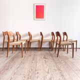 Lot de 8 chaises de salle à manger modèle 71 en teck par Niels O. Møller
