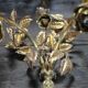 Pair of bronze and gold metal floral wall sconces, flower wall lamp.