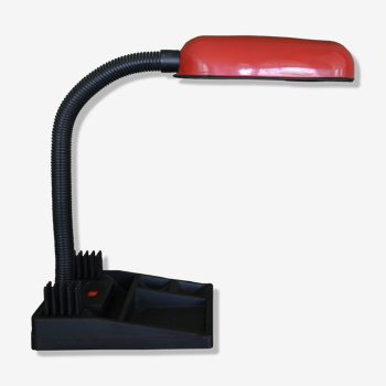 Lampe de bureau rouge et noir avec vide poche et porte document