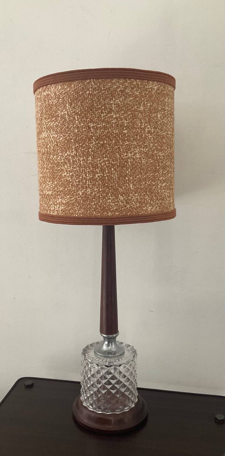 Scandinavian teak and glass lamp from the 60s