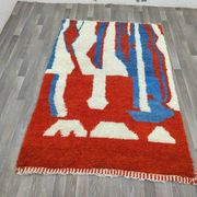 Off-white Moroccan rug with colorful patterns, 200cm x 300cm