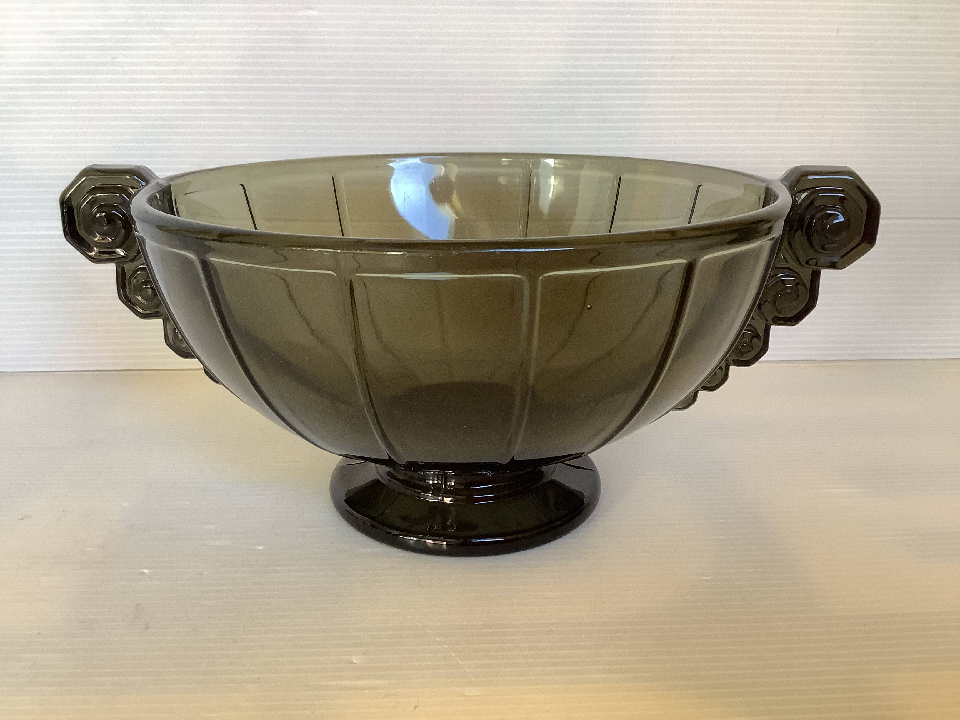 Geometric cup pressed molded glass art deco