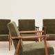 Ensemble de 4 Fauteuils Mid-Century Modern – Velours olive vert 