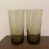 Lot d'un service en verre teinté vintage typique 70's