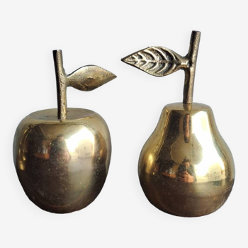 Vintage brass apple and pear