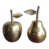 Vintage brass apple and pear