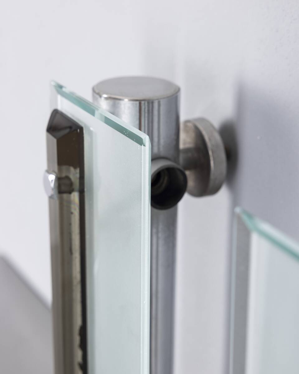 Pair of vintage 1960s metal and glass wall lamps, Italian design