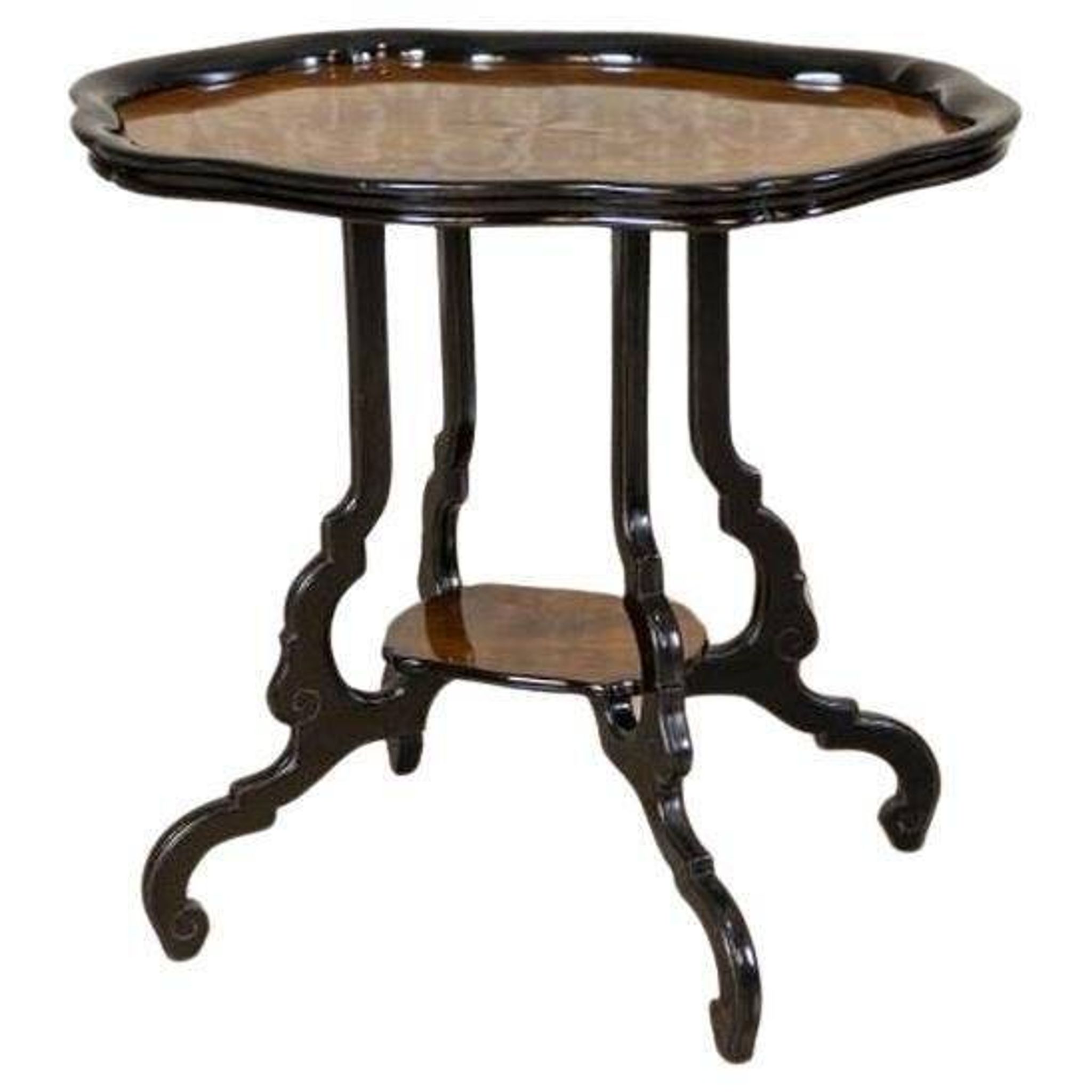 Table de thé ovale en noyer et placage, 1870