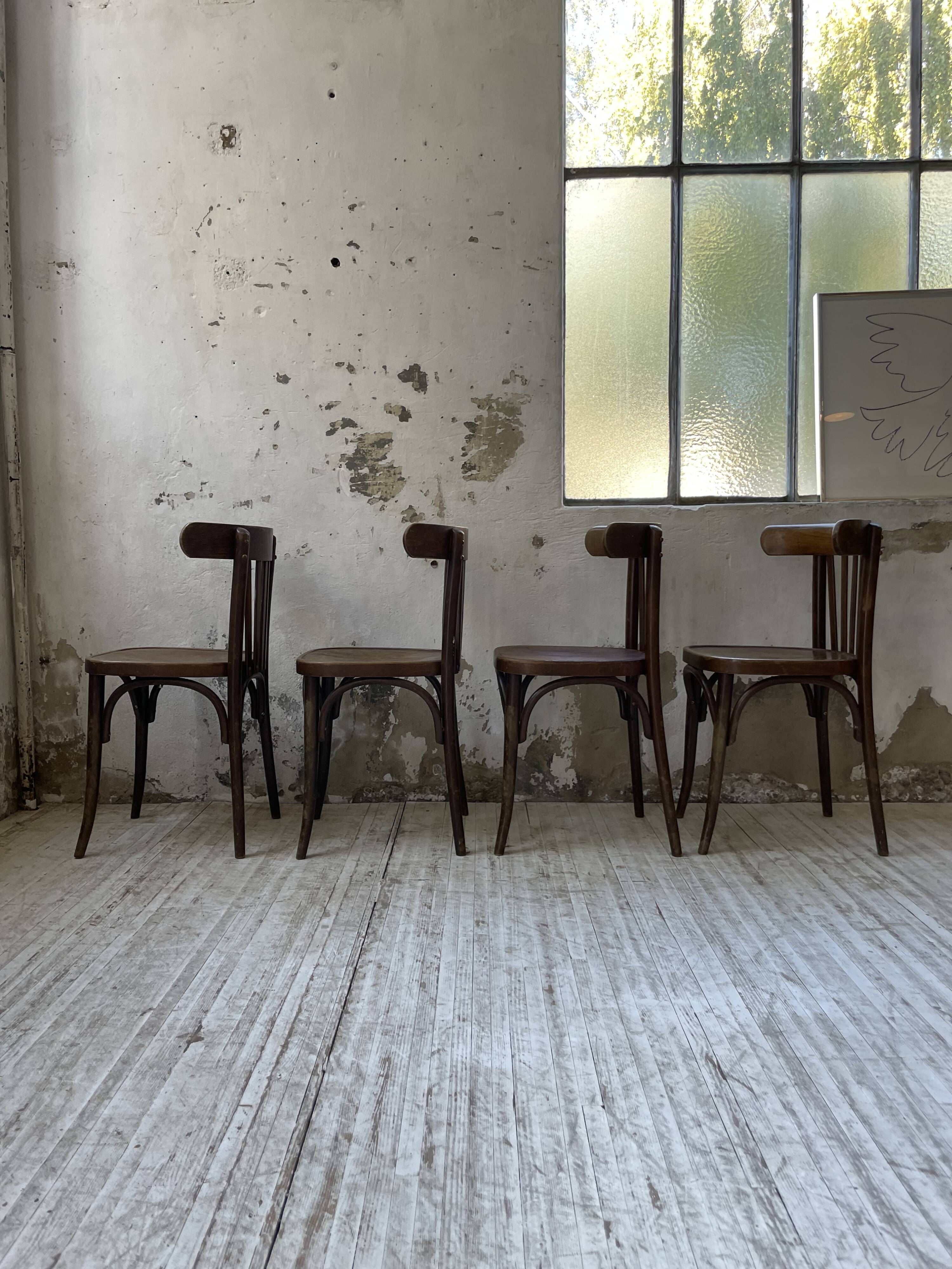 Set of 4 wooden bistro chairs