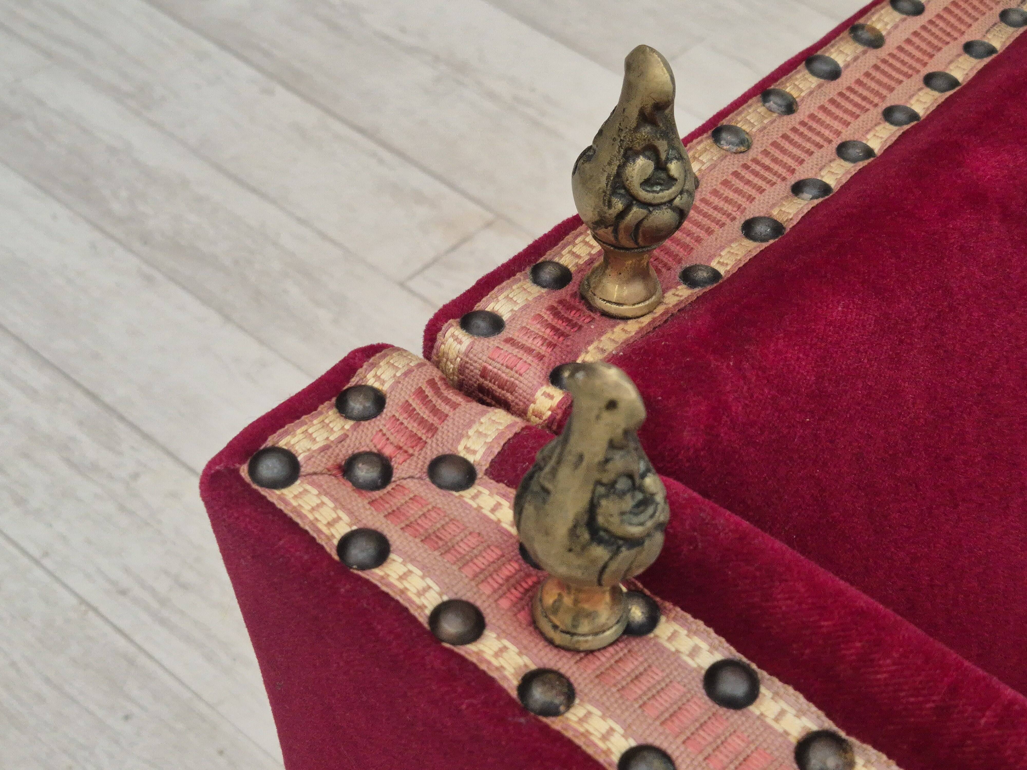 1960s, Danish velour 2 seater drop arm sofa, velour, original condition.