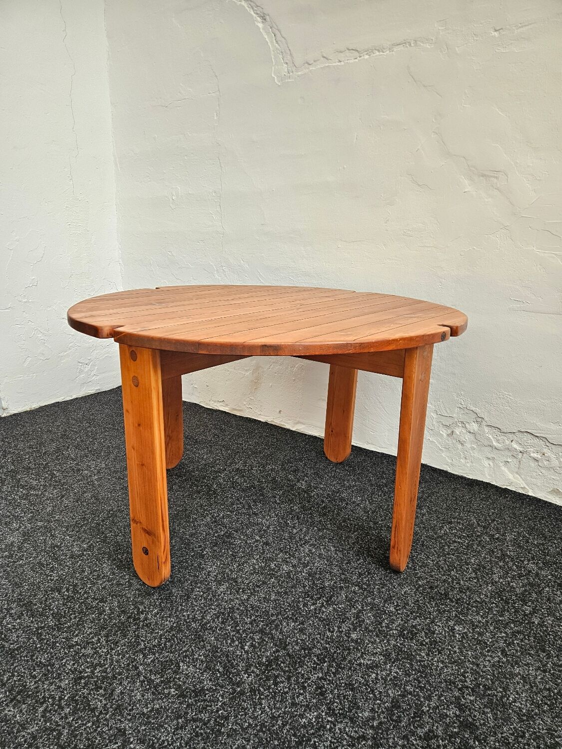 1970s solid larch dining table for four people by Mária Szedleczky - Signed