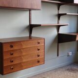 Modular rosewood wall bookcase by Thygesen and Sorensen for Hg Furniture, 1960