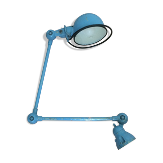 Lampe jielde 2 bras bleue avec lentille de fresnel 1950
